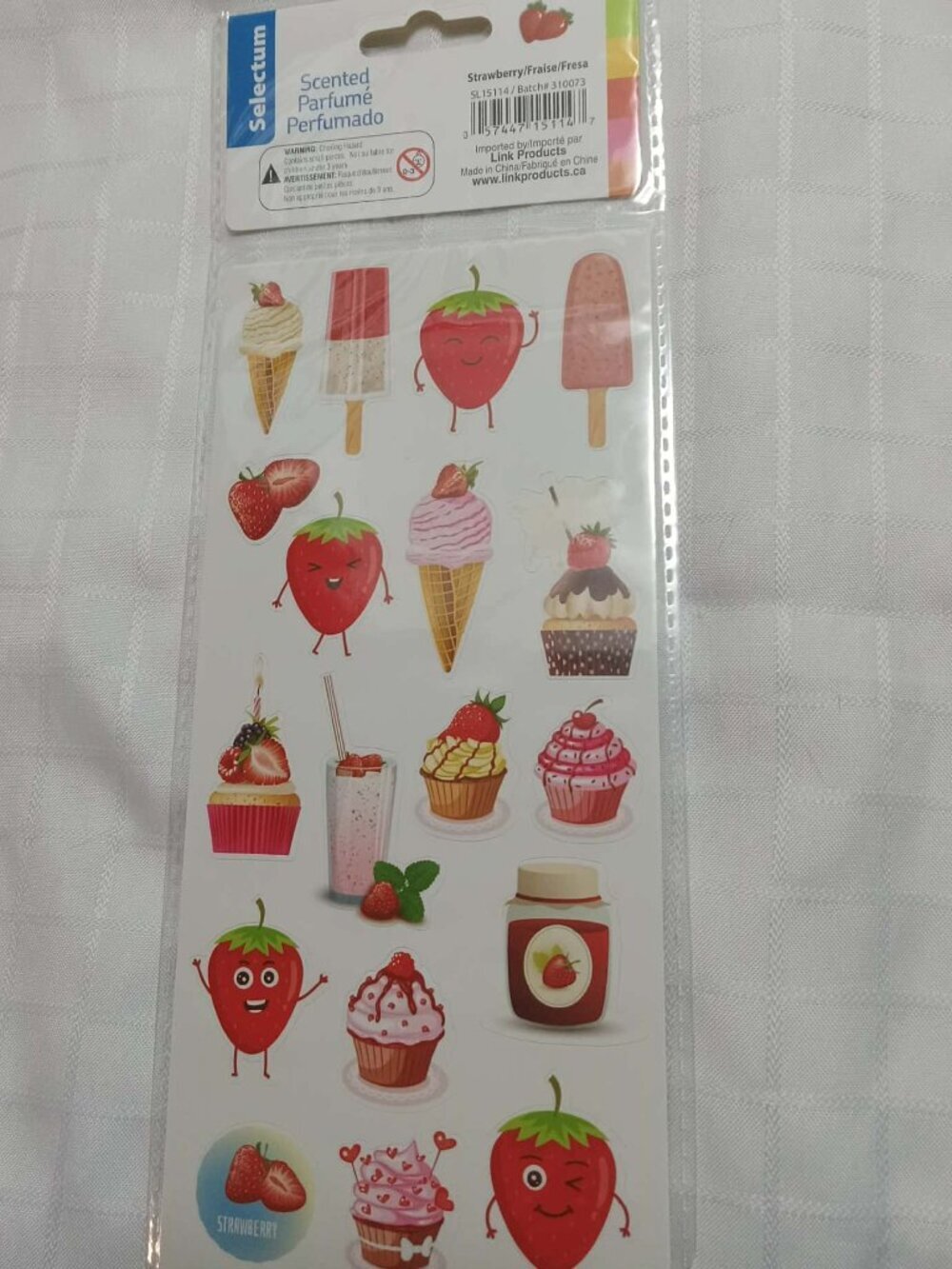 Set of 4 pages of vintage scented stickers, new in original plastic packaging